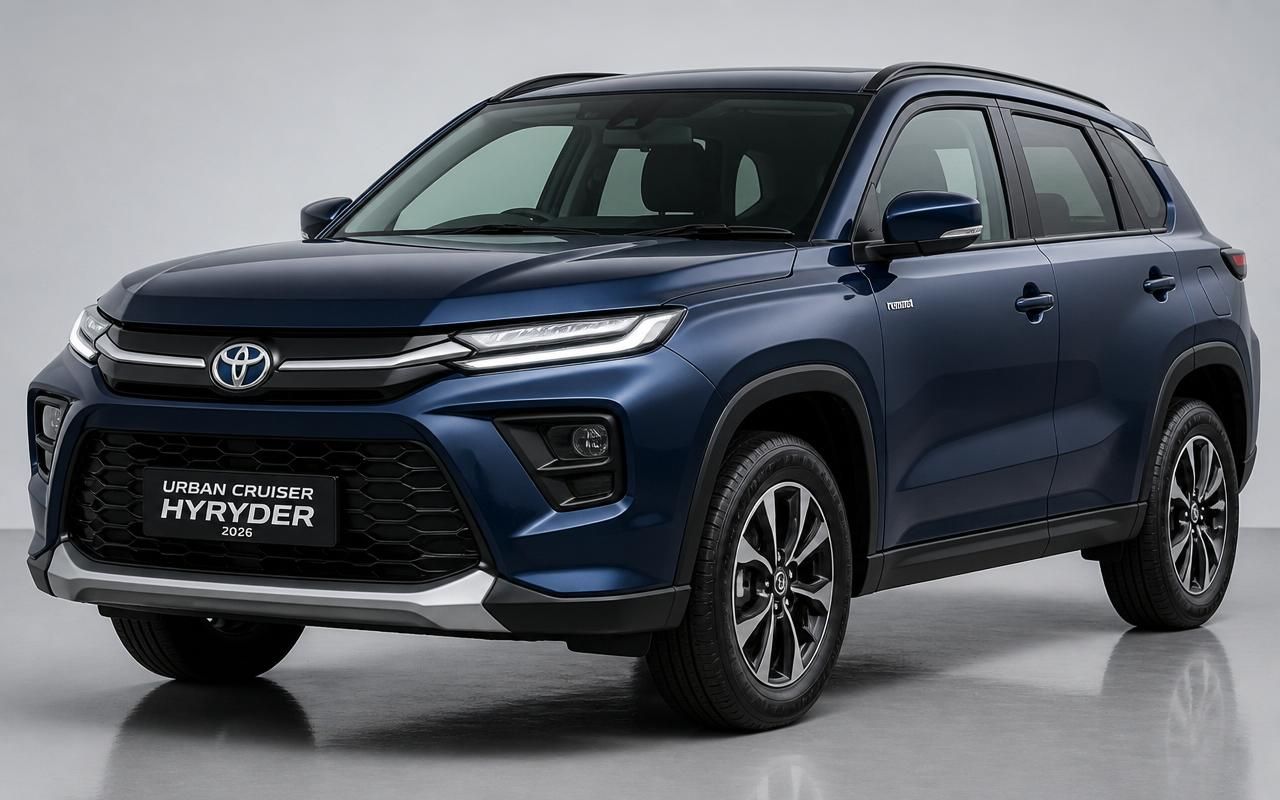 Toyota Urban Cruiser Hyryder — compact SUV, studio front three-quarter view